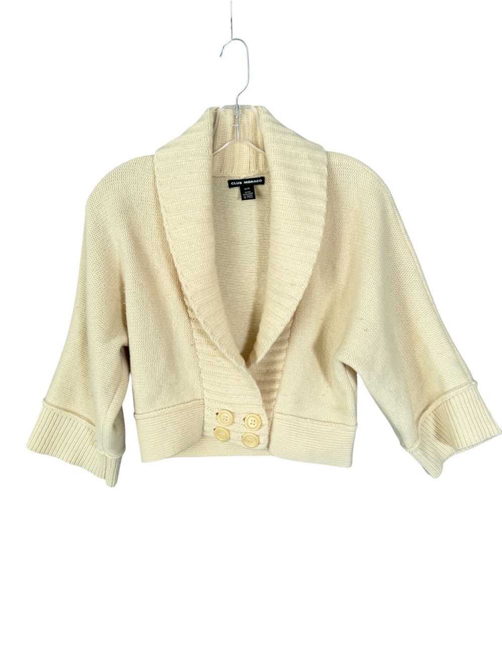 Club Monaco Wool Cashmere Cream Cardigan Shawl Collar Cropped Coquette Y2K XS